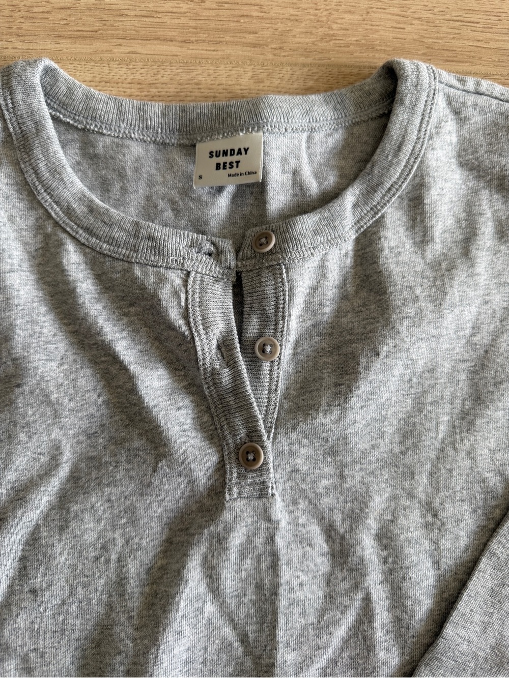 NWOT Sunday Best Grey Henley Shirt